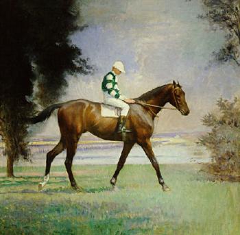 Edmund Charles Tarbell : Thoroughbred with Jockey Up